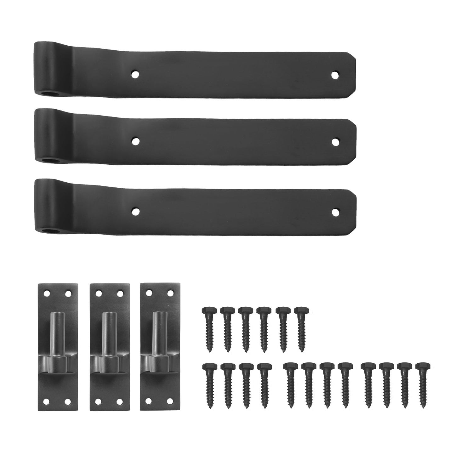 Solid Bronze 17″ Active Band Hinge Triple Set – Black